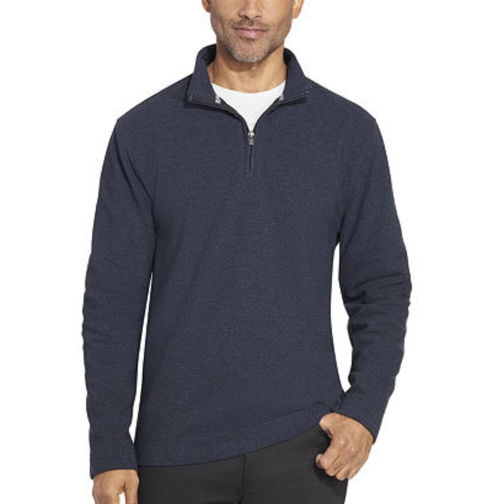 Van Heusen Men's Mock Neck Long Sleeve Quarter-Zip Pullover - XL - Navy - NWT